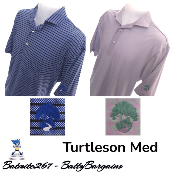 Turtleson Polo Shirts Mens M Lot Of 2 Trails Golf Club Embroidered Logo Medium - Picture 1 of 16